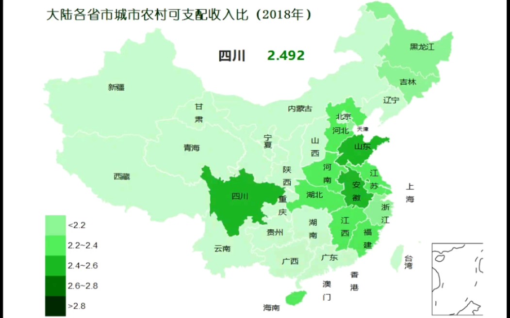 大陆各省市城市\农村可收入支配比哔哩哔哩bilibili