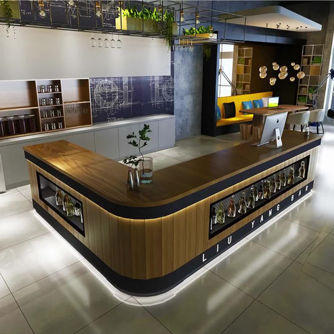 【118元券】新款小型酒吧复古吧台工业风收银柜台清吧接待台可订制