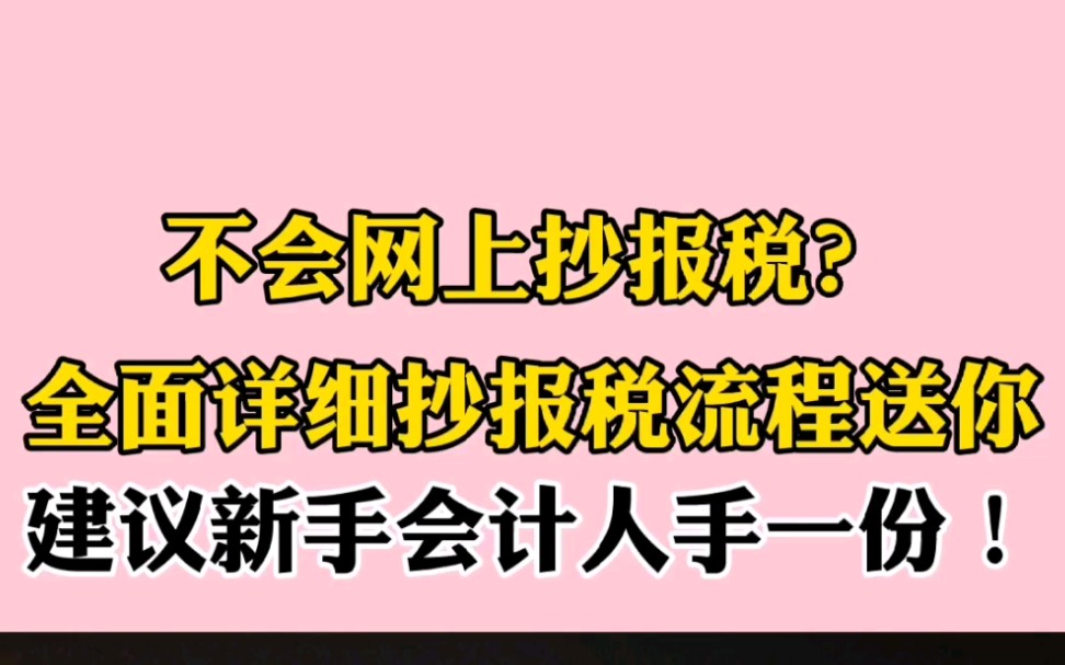 不会网上抄报税?全面详细抄报税流程解析,建议新手会计人手一份!!哔哩哔哩bilibili