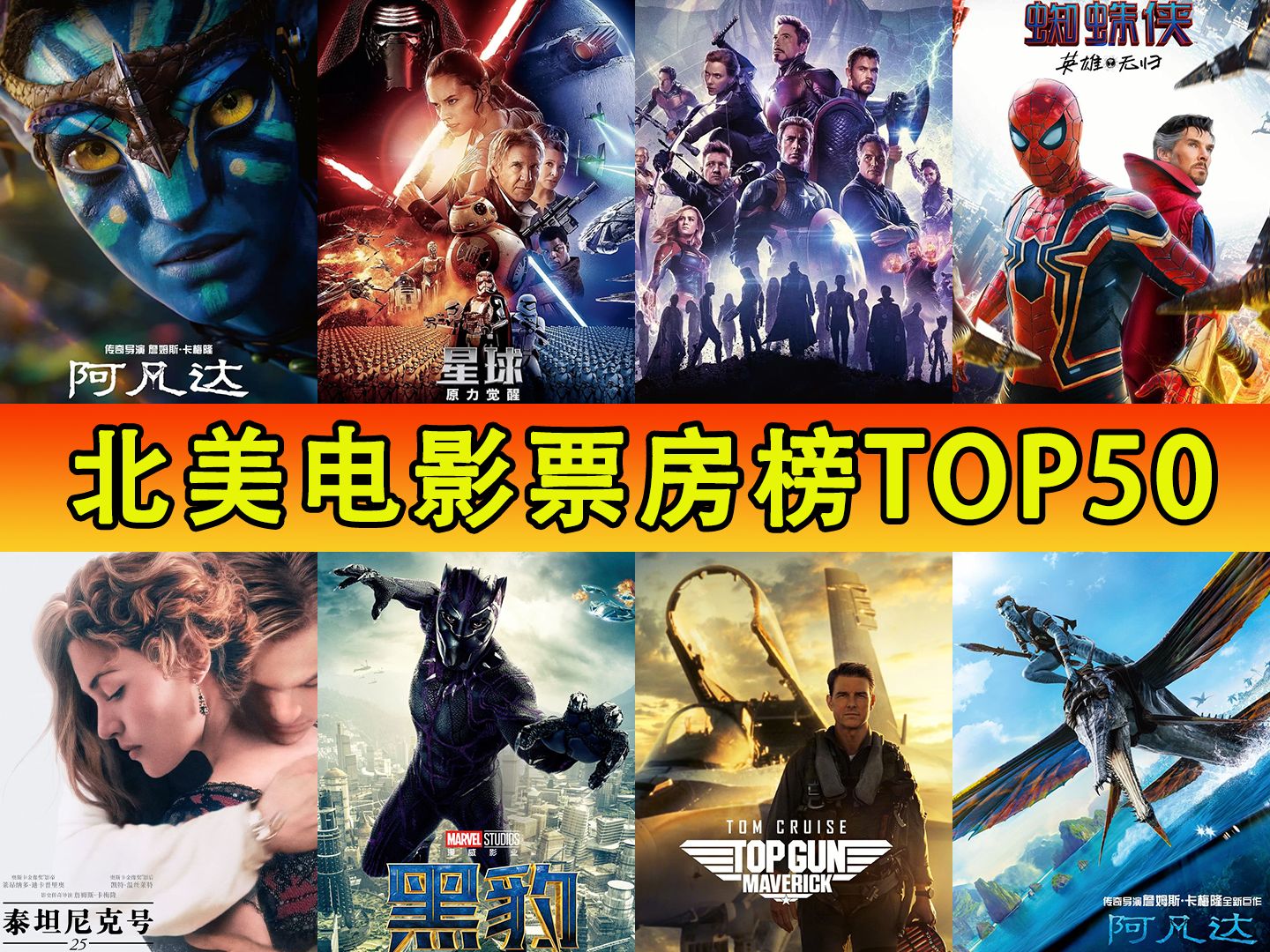 北美电影票房榜TOP50,那些最卖座的影视IP一览哔哩哔哩bilibili