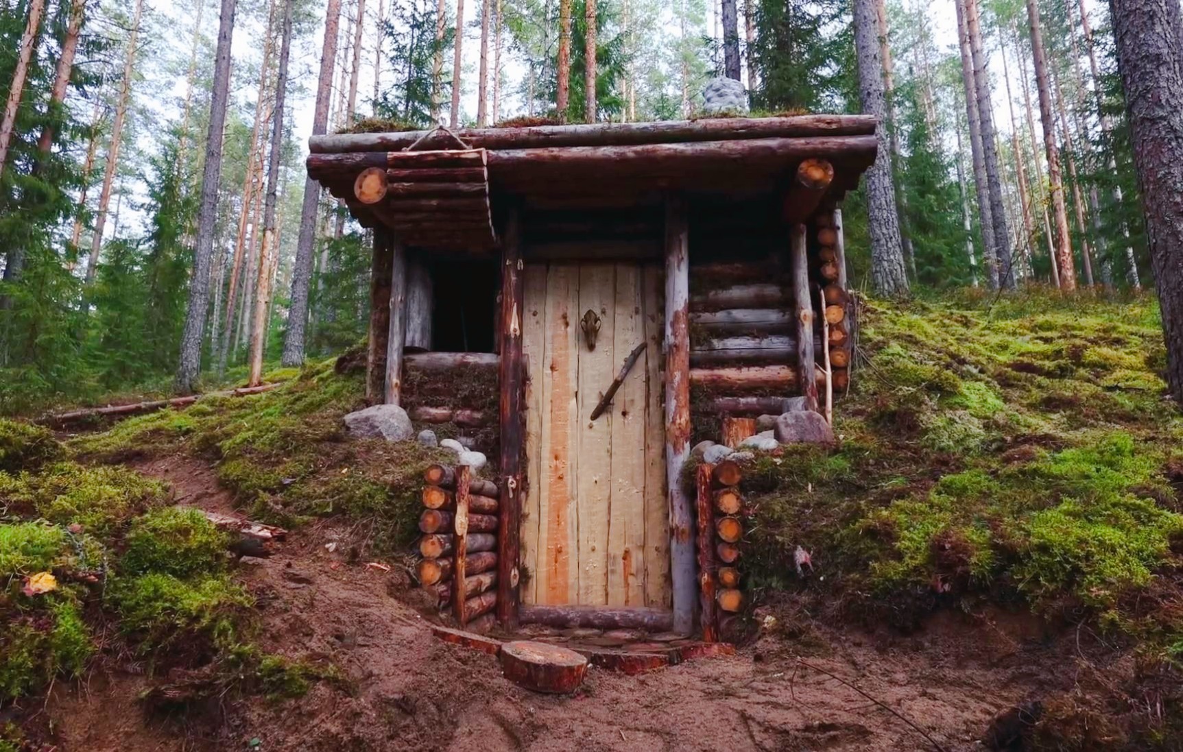 独自来到深山老林,盖栋有壁炉的木屋,吃山珍睡兽皮毯温暖又惬意