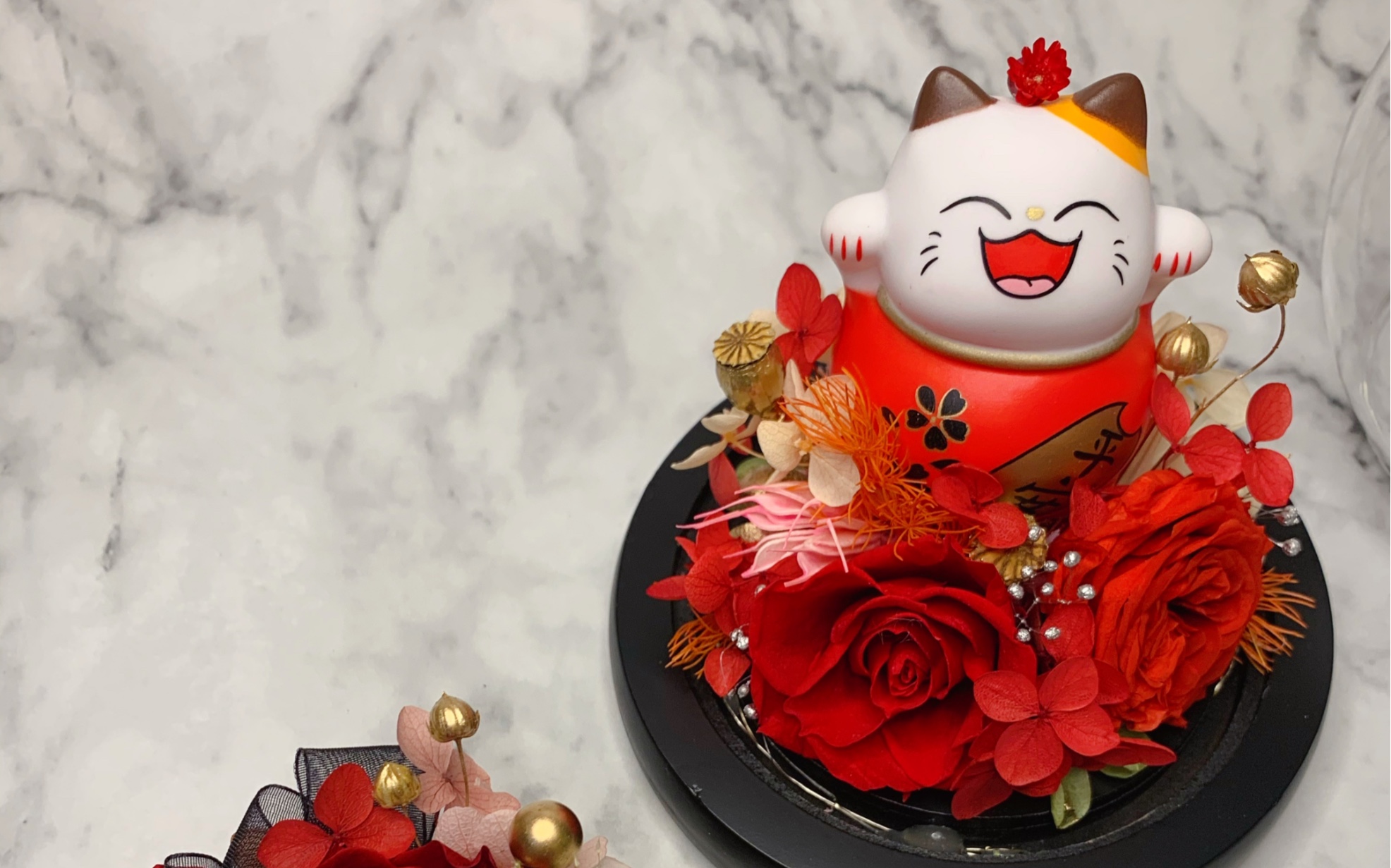 3分钟学会永生花招财猫摆件