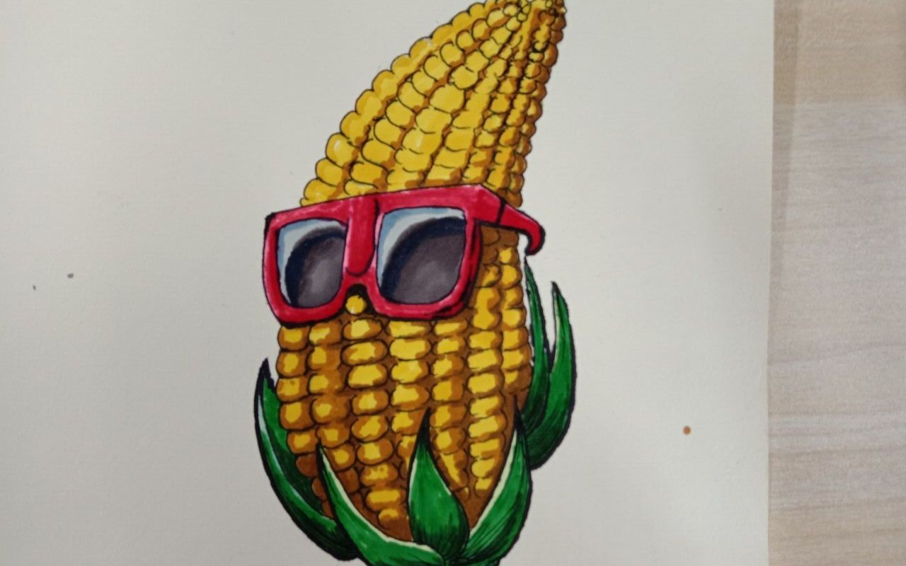 【色彩装饰画】马克笔上色,玉米主体练习