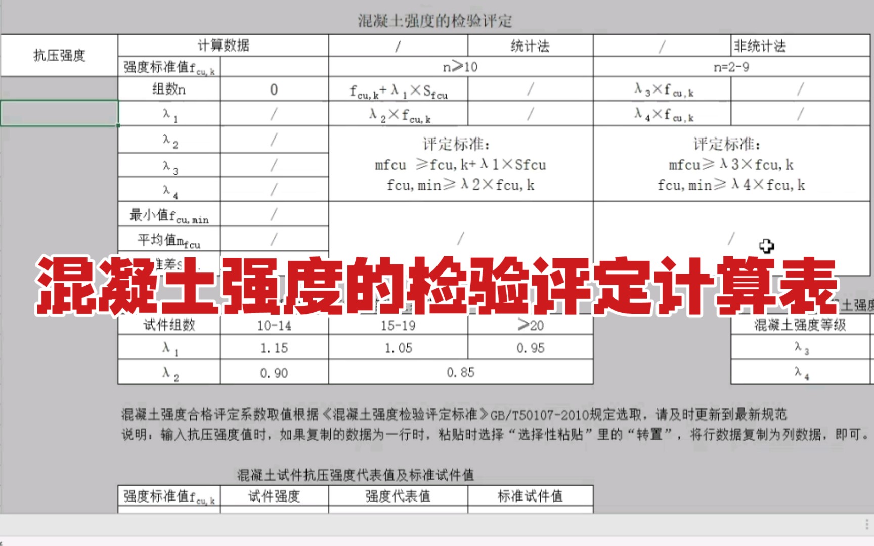 【混凝土强度的检验评定计算表】(自动计算)推荐!哔哩哔哩bilibili