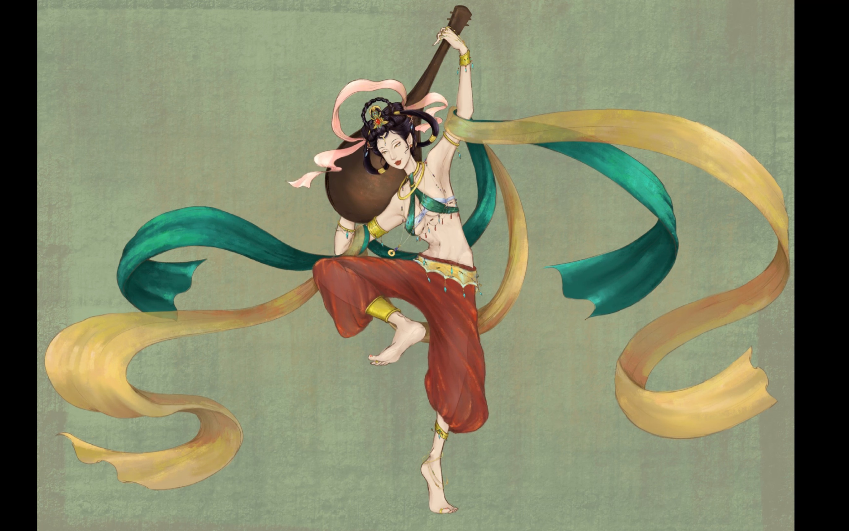 【procreate】敦煌壁画-反弹琵琶_哔哩哔哩 (゜-゜)つロ 干杯