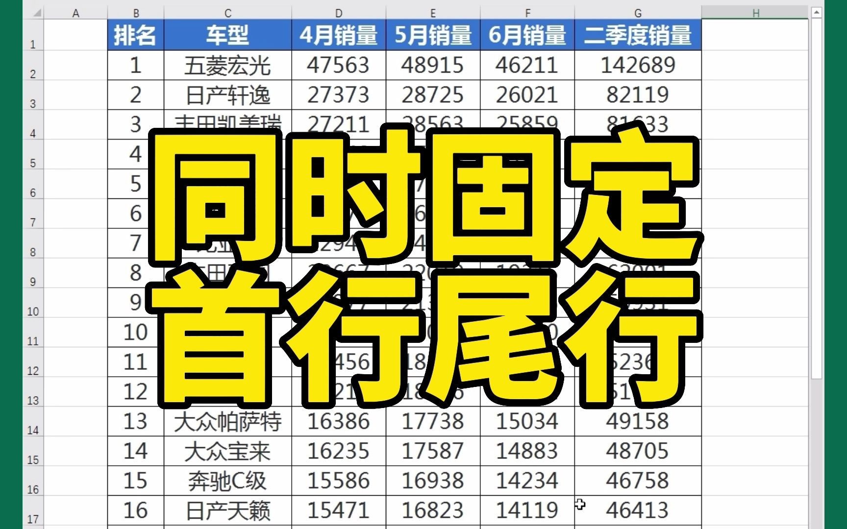 [图]Excel长表格，同时固定首行与尾行的方法与技巧