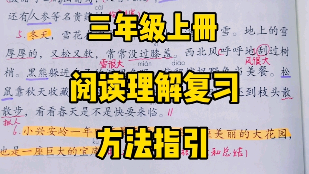 三年级语文上册:期末总复习之阅读理解方法指引,由课内完美过渡课外!哔哩哔哩bilibili