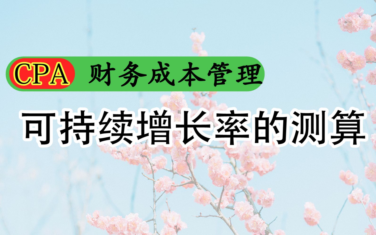 2020CPA注册会计师讲解系列:可持续增长率的测算哔哩哔哩bilibili