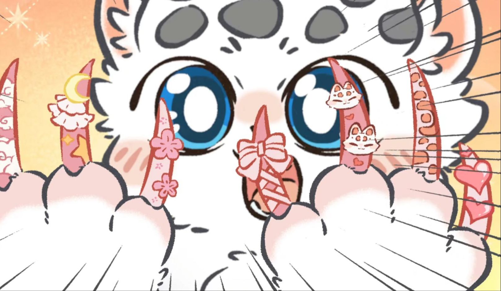 有兽焉:核桃的美甲上都有福仔啊