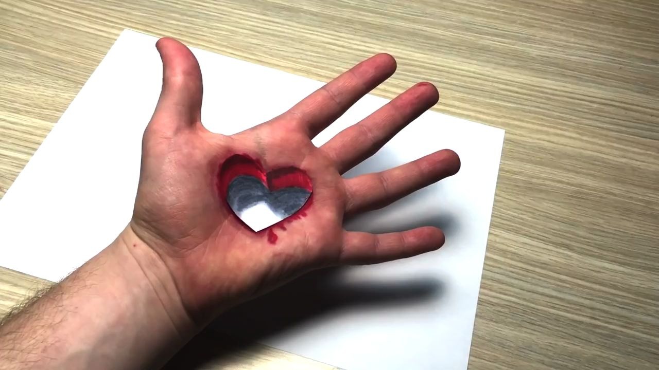 用3d技巧在手上画心