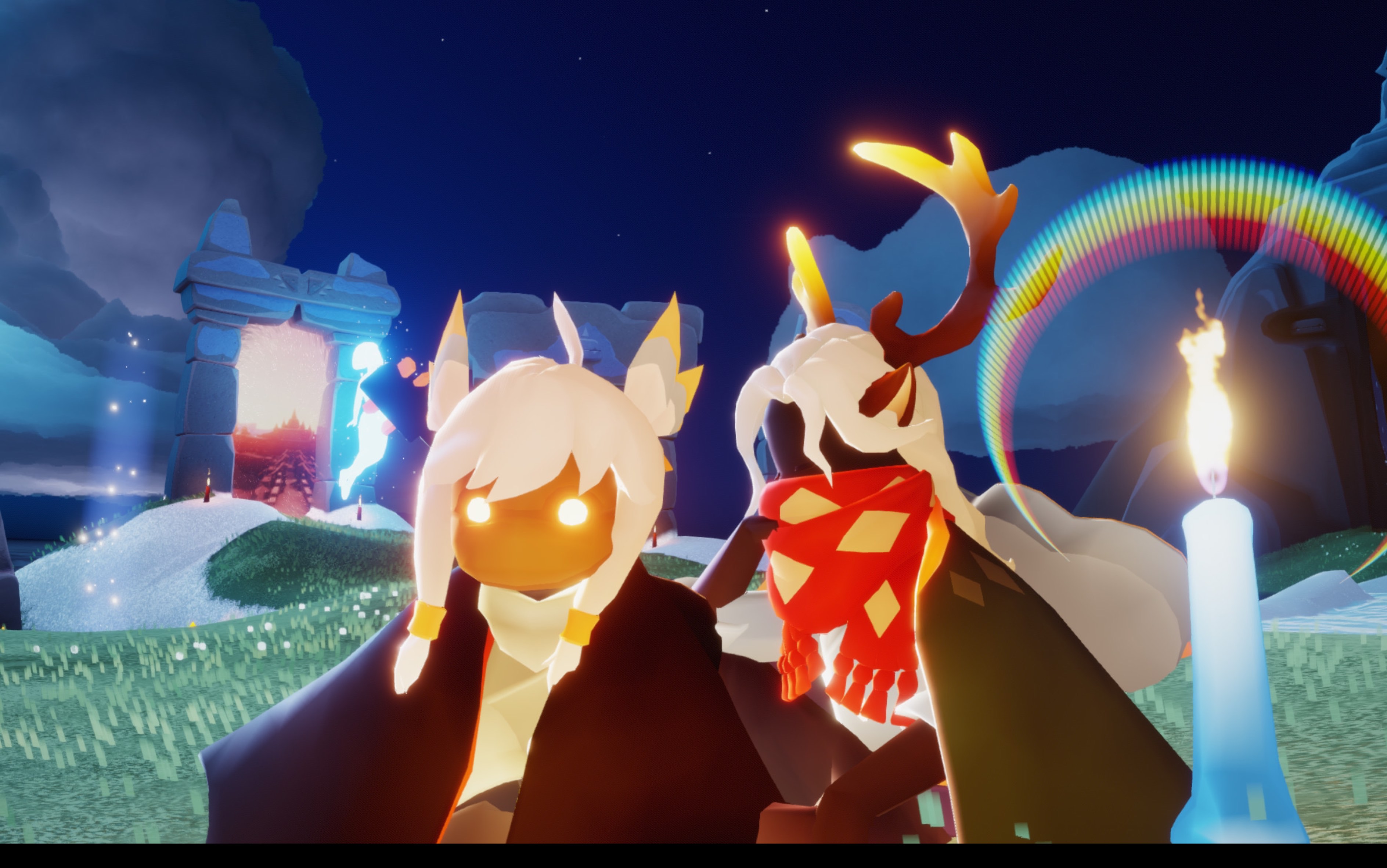 用光遇的方式打开两个女孩子的故事