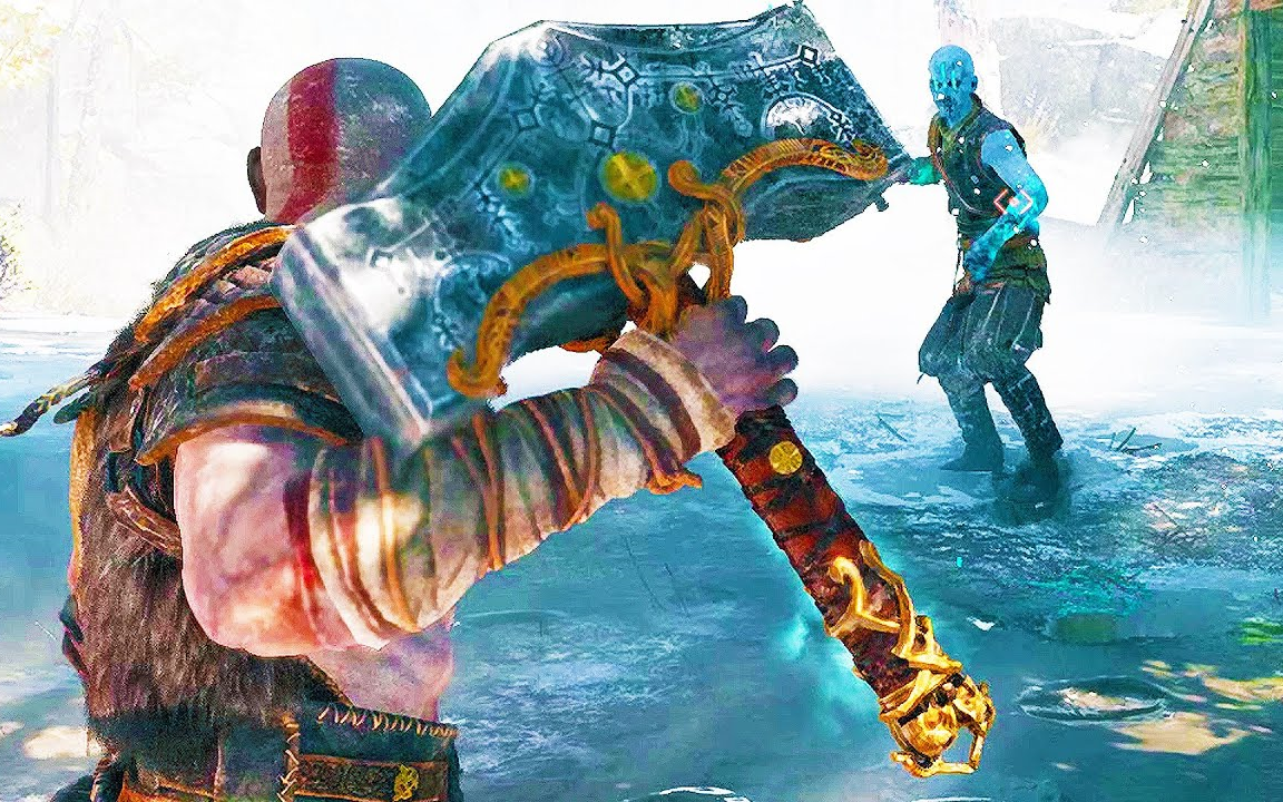 战神5诸神黄昏 实机试玩 奎托斯 vs 主神奥丁 雷神之锤的实战演示