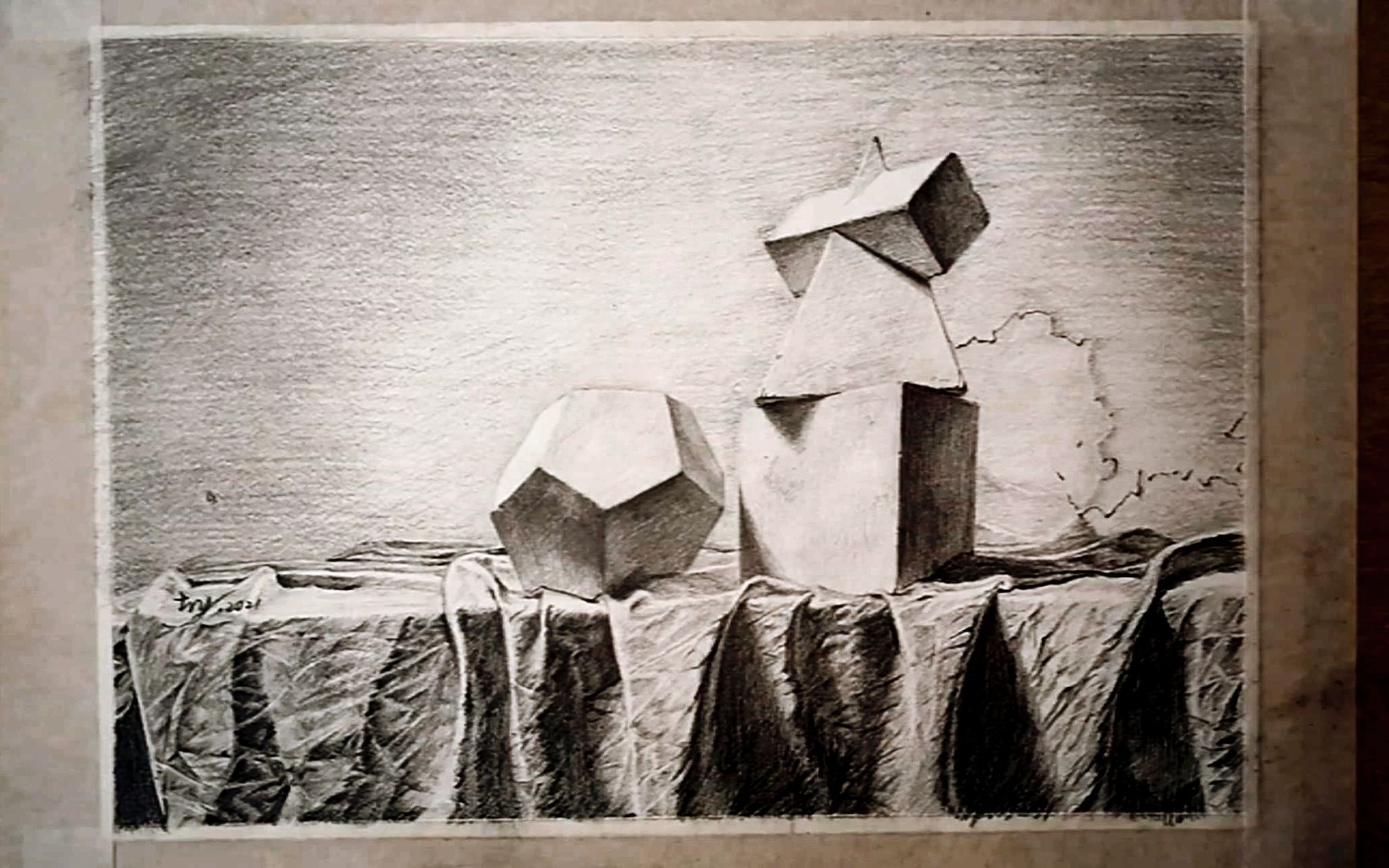 素描练习03 衬布 石膏几何体 全过程_哔哩哔哩 (゜-゜)つロ 干杯