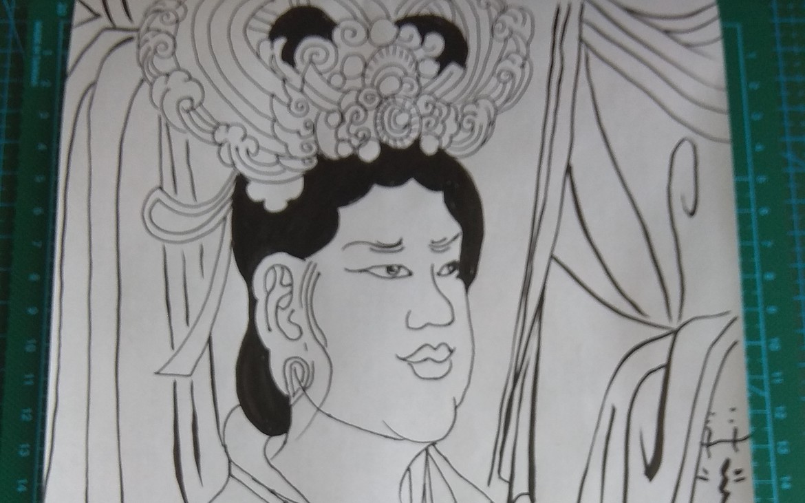 线描临摹《电母》