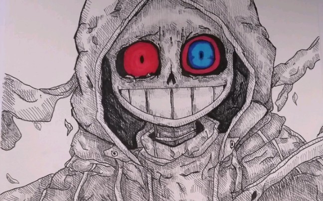 dusttale尘埃传说(murder)sans手绘,两个小时草草画完的,质量偏低