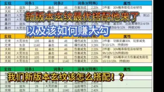 新版本玄纹最优搭配他来了，以及该如何赚大勾