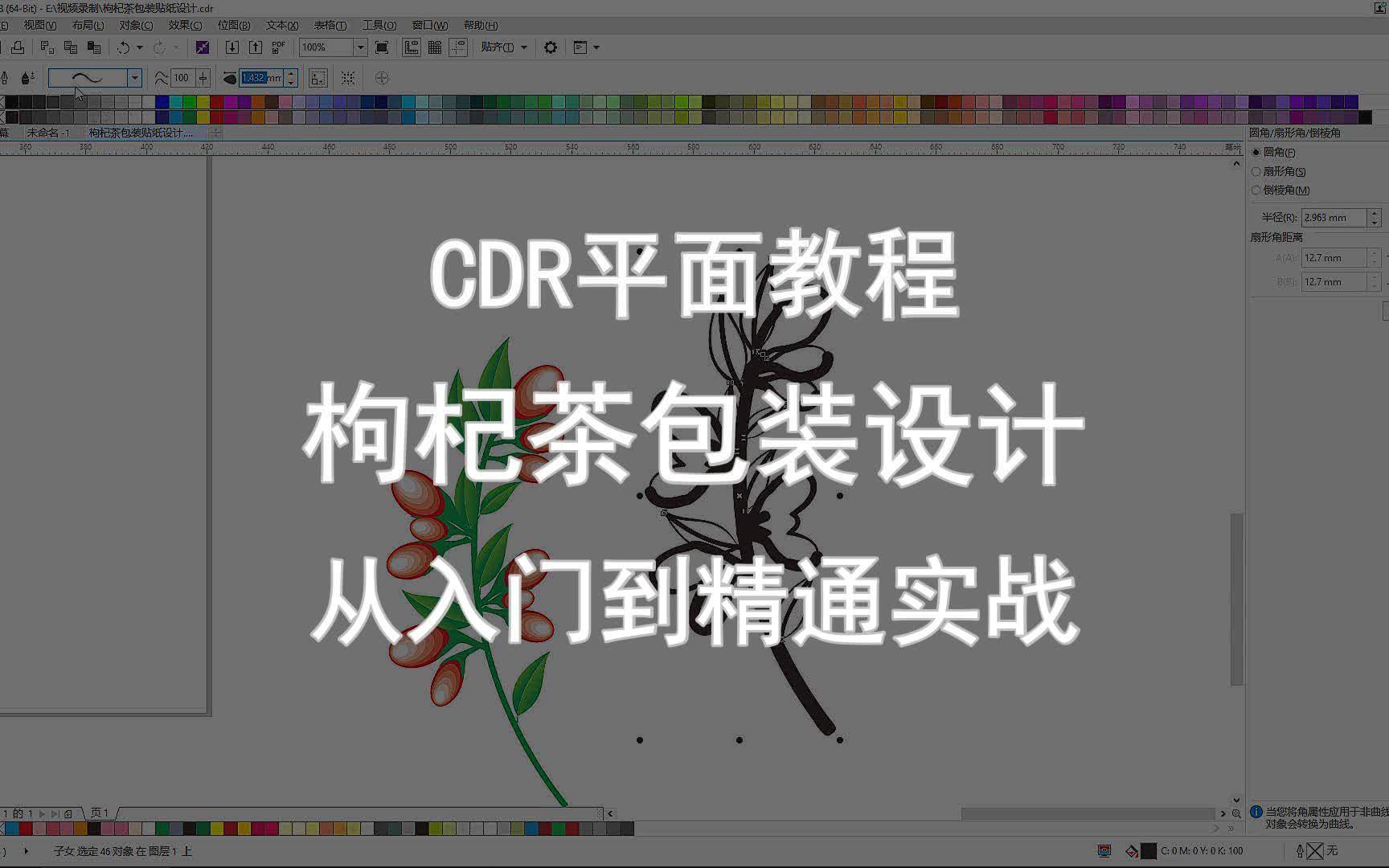 【CDR平面教程】枸杞茶包装设计 从入门到精通实战哔哩哔哩bilibili