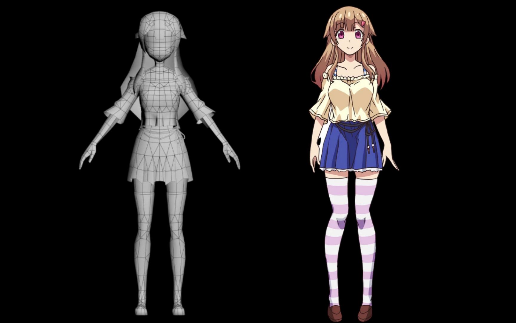 【3d】長腿絲襪女 3dmax女性人物角色模型製作教程!