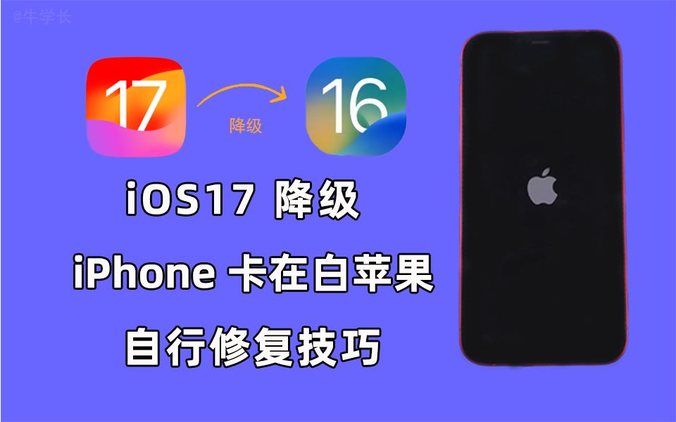 iOS17保资料降级iOS16白苹果无法开机,试试看这样解救你的iPhone!哔哩哔哩bilibili