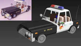 【3dmax建模】教你制作一辆简单的小警车；超详细的布线讲解、简单材质上色