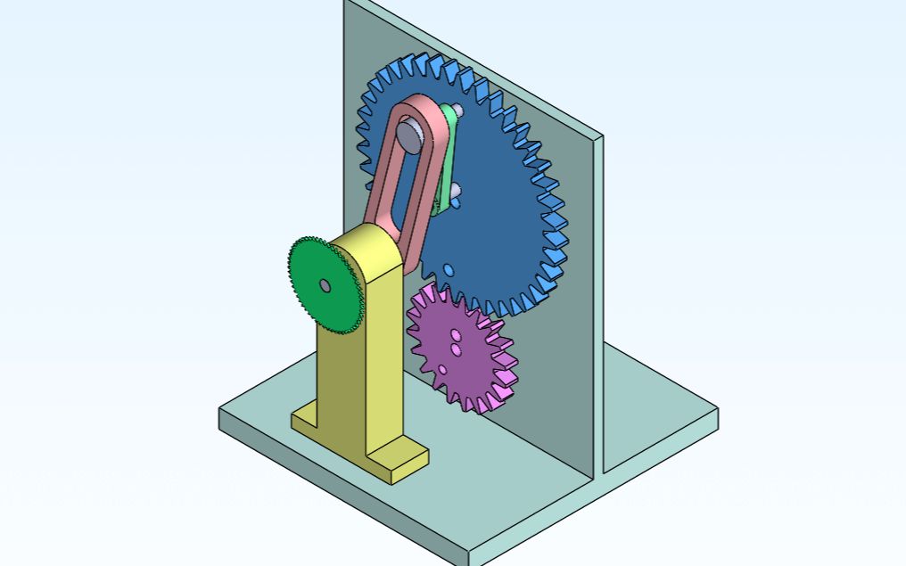 机械运动仿真,通过曲柄实现的变速运动机构动画演示
