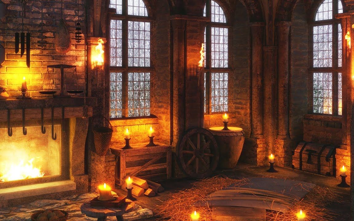 【白噪音】超长8小时丨下雪天躲在古代的城堡里(壁炉烧火声 窗外下雪