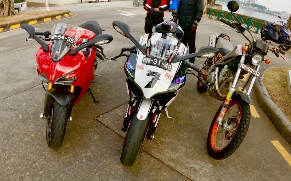 [4k] 澳门摩友小聚 路环山地单车299km/h ducati899 ducati super