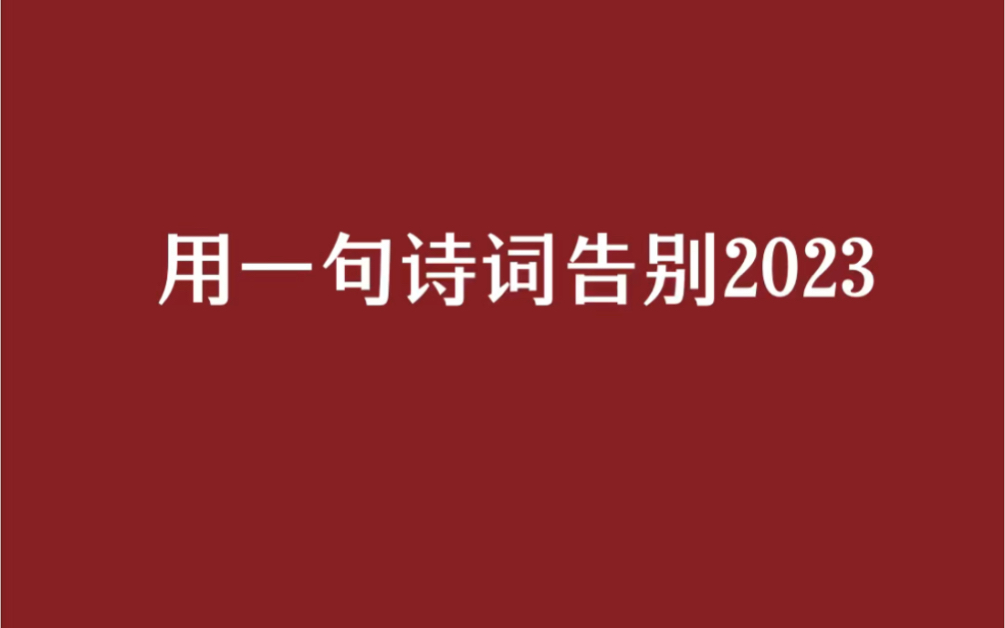 用一句诗词来告别2023吧!哔哩哔哩bilibili