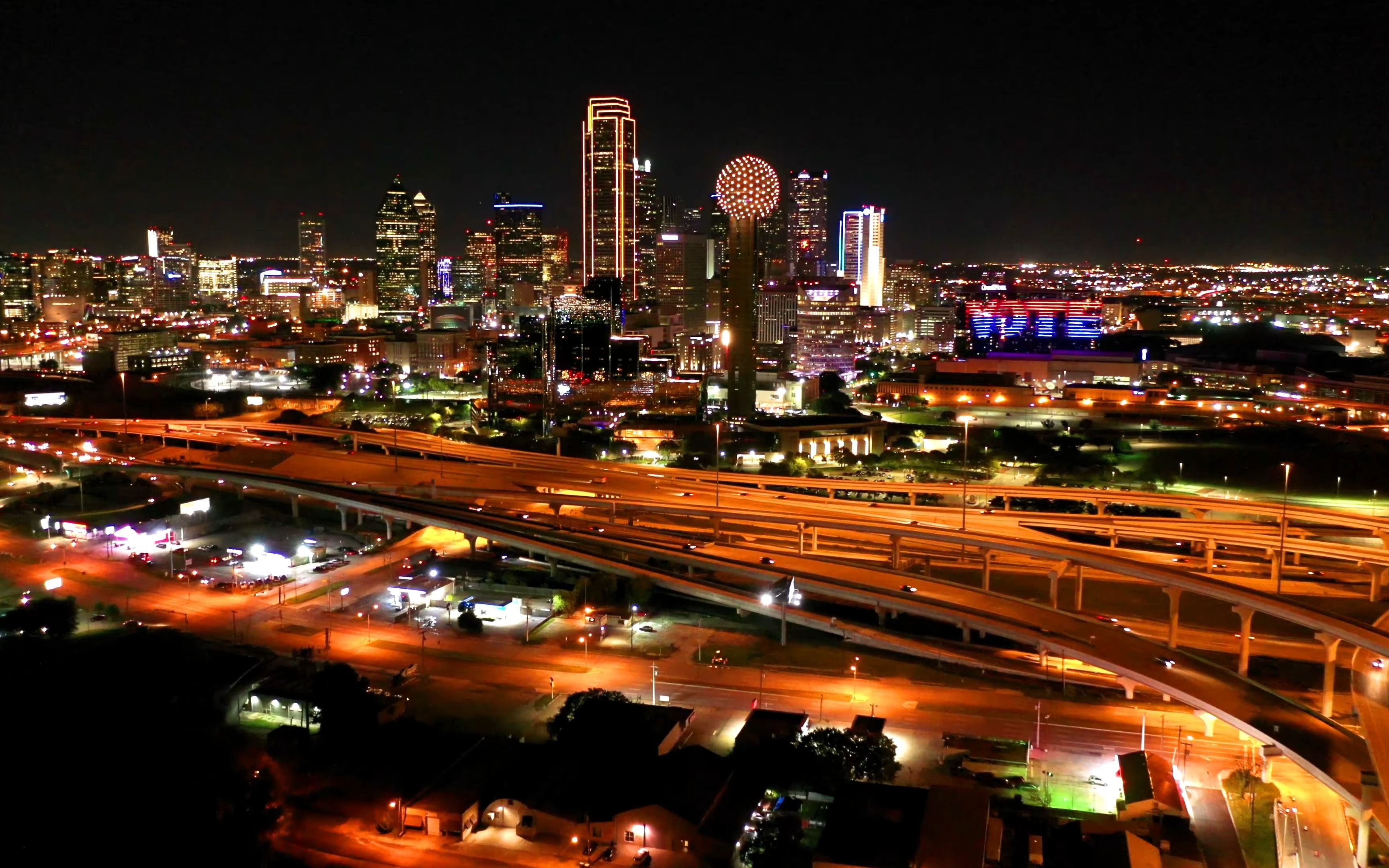 【4k】德克萨斯州 达拉斯之夜 城市夜景 无人机航拍 放松治愈 背景音