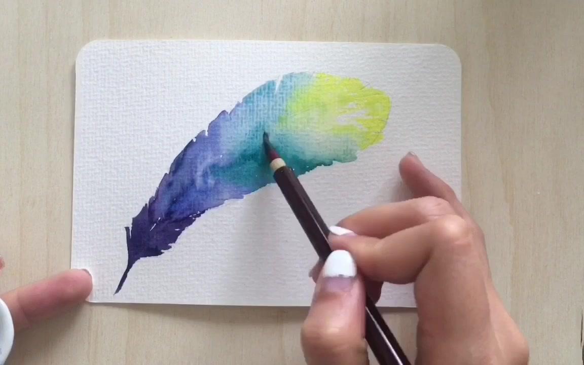 「水彩新手向」也画唯美羽毛星空_哔哩哔哩 (゜-゜)つロ 干杯