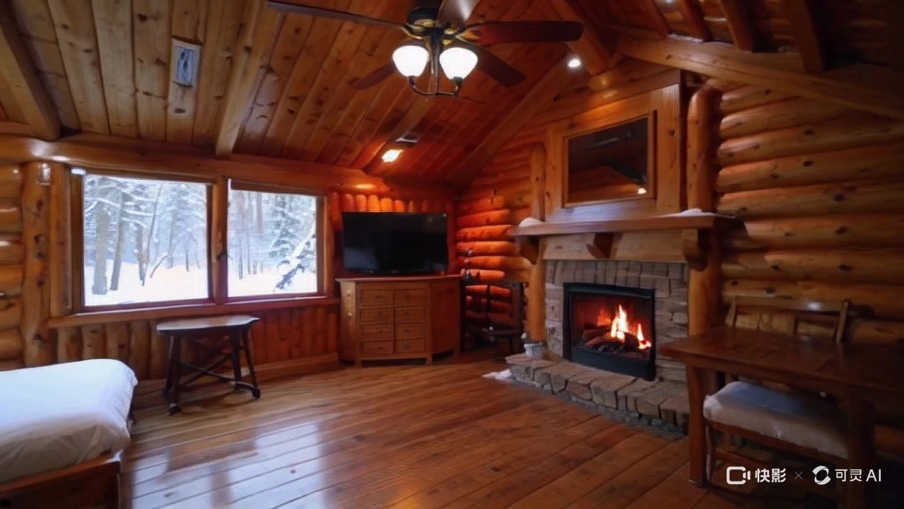 暴风雪中的小木屋