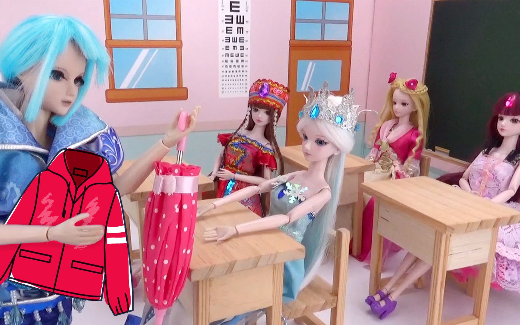 叶罗丽上学剧 水王子好贴心,雨天给冰公主送外套雨伞