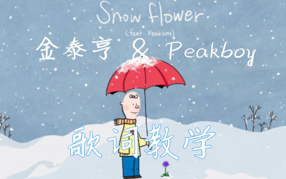 【金泰亨 V & Peakboy】Snow Flower 歌词教学 韩语发音 歌词音译哔哩哔哩bilibili