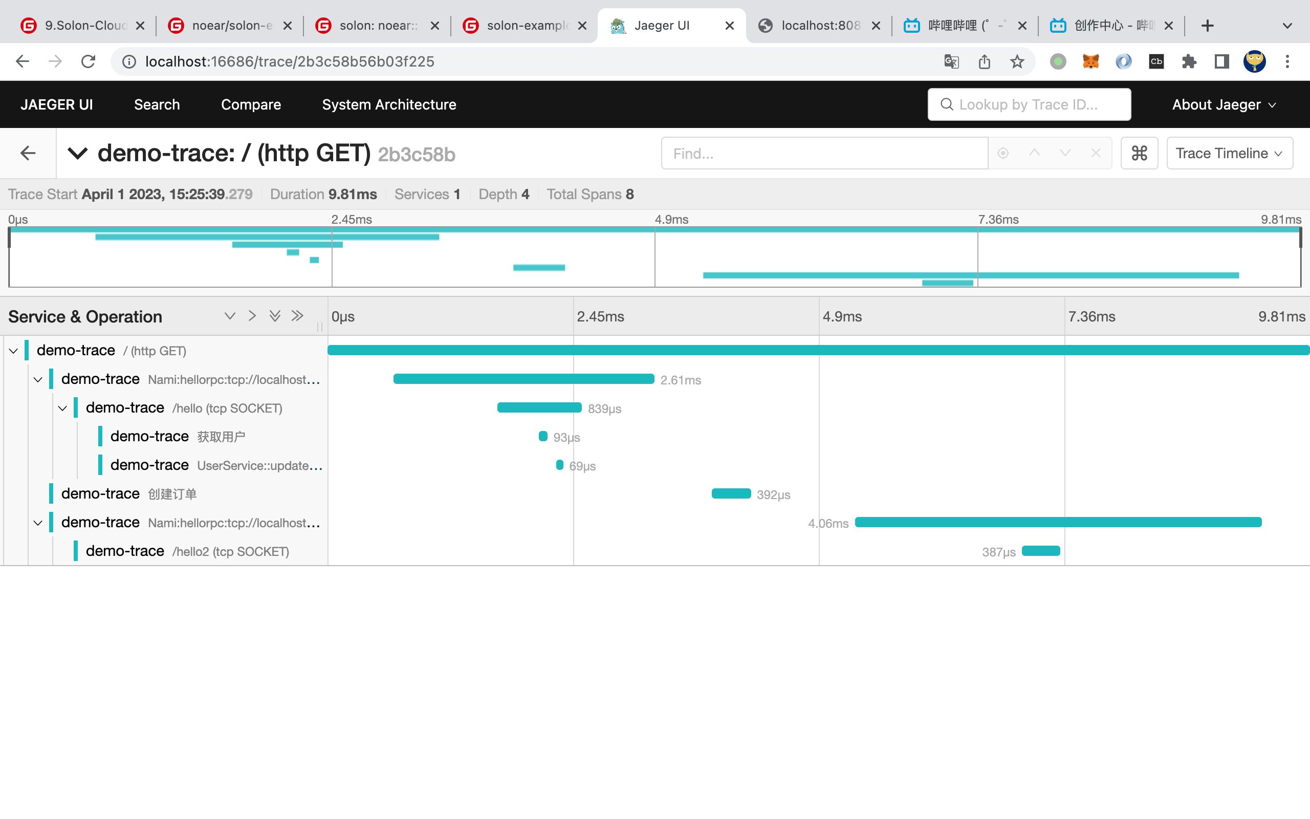 使用 Solon Cloud 的 Jaeger 做请求链路跟踪哔哩哔哩bilibili