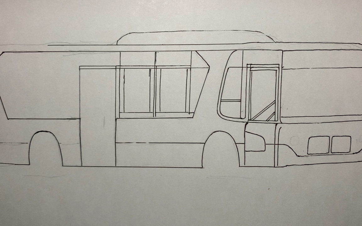 公交车怎么画素描图片