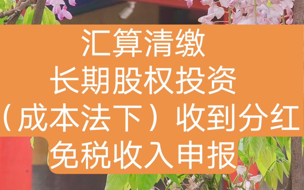 汇算清缴长期股权投资(成本法下)收到分红的(企业所得税)税前免税申报哔哩哔哩bilibili