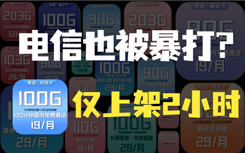 史上醉—短命流量卡,19元100G,电信破防了?哔哩哔哩bilibili