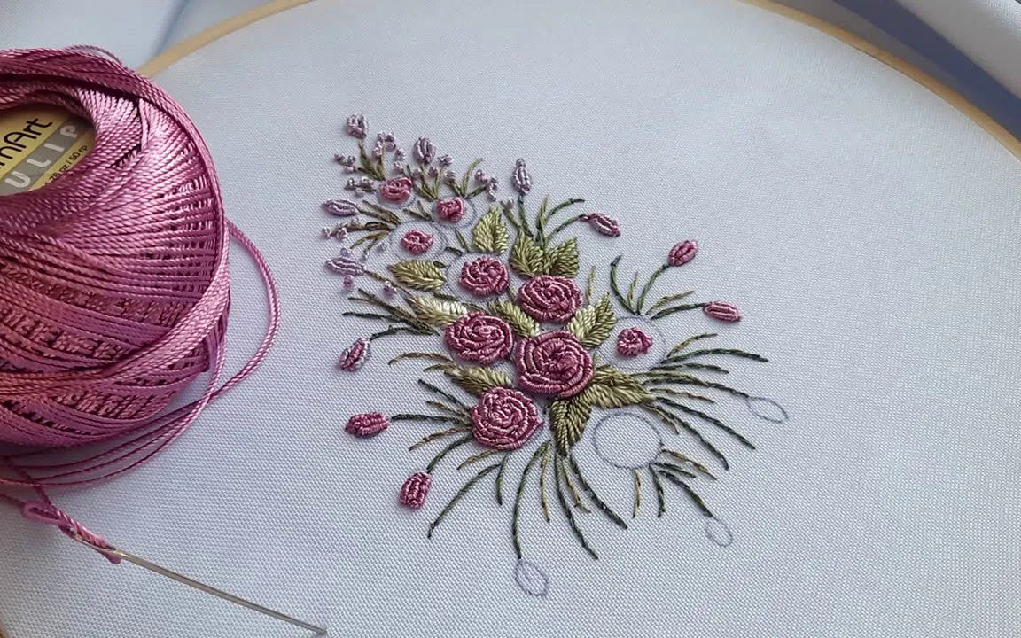 【malina gm embroidery 】立体玫瑰绣刺绣教程bouquet of roses