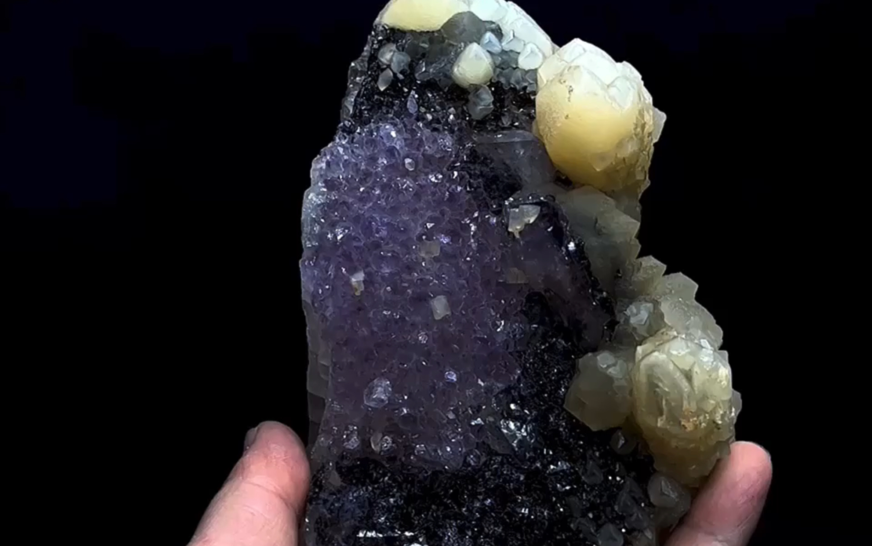 超级美天然紫水晶黑水晶鱼眼石三体共生体原矿超漂亮闪闪发光值得拥有