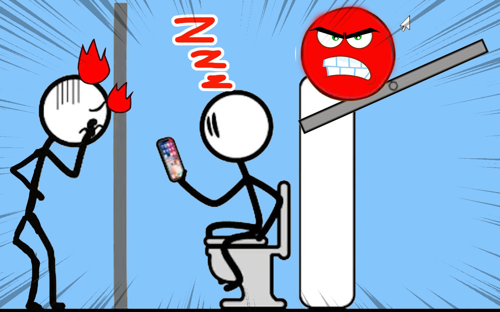 叫醒嗜睡的小人火柴人快醒醒你的手机掉到马桶里啦