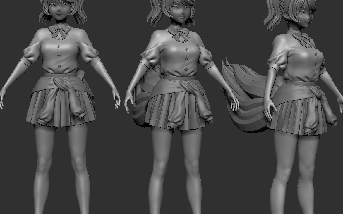 3d制服狐娘! zbrush人物建模教程 次世代人物模型制作教程