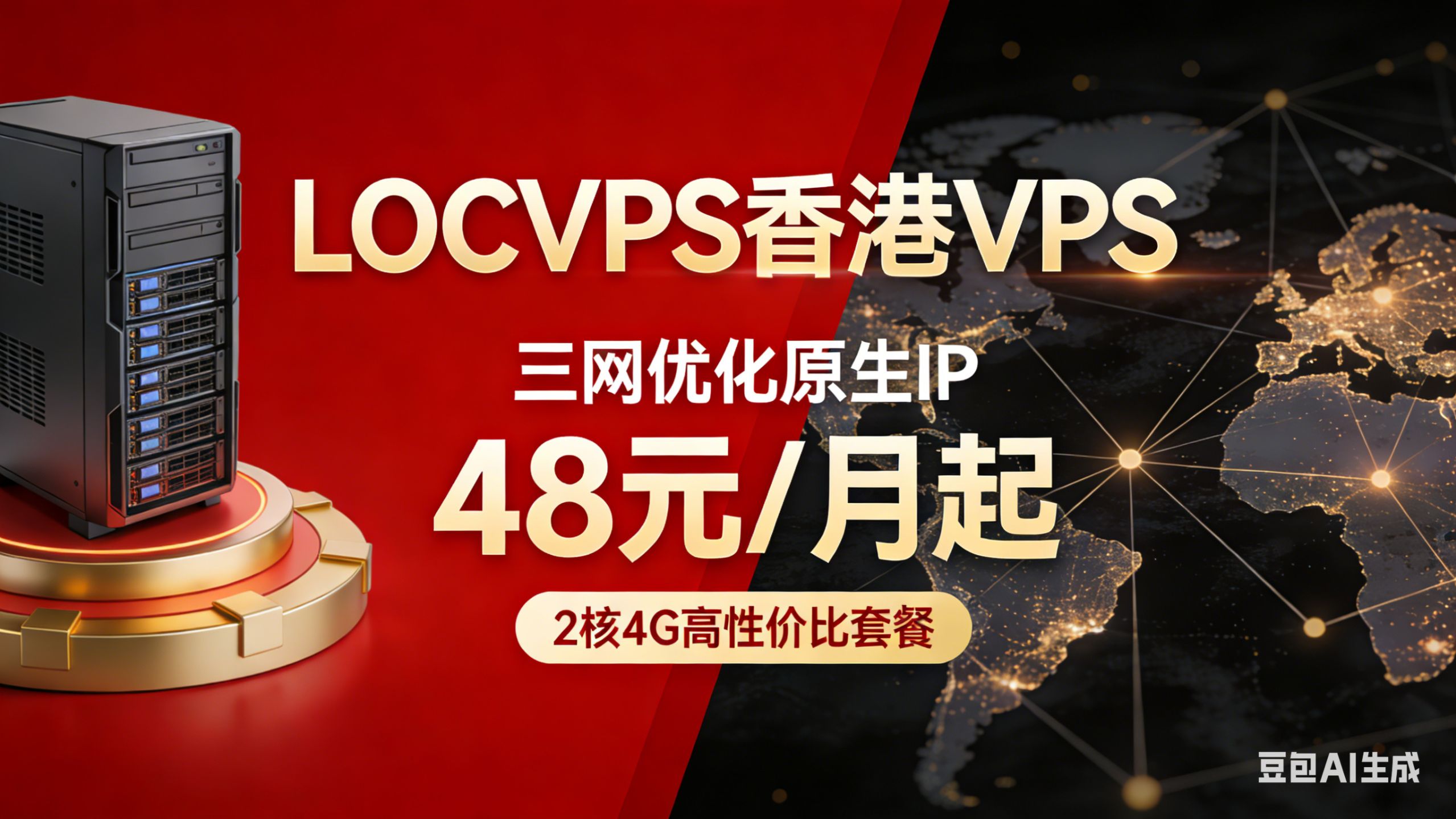 🔥LOCVPS 香港 VPS 真香!三网优化原生 IP 48 元 / 月起,2 核 4G 性价比拉满