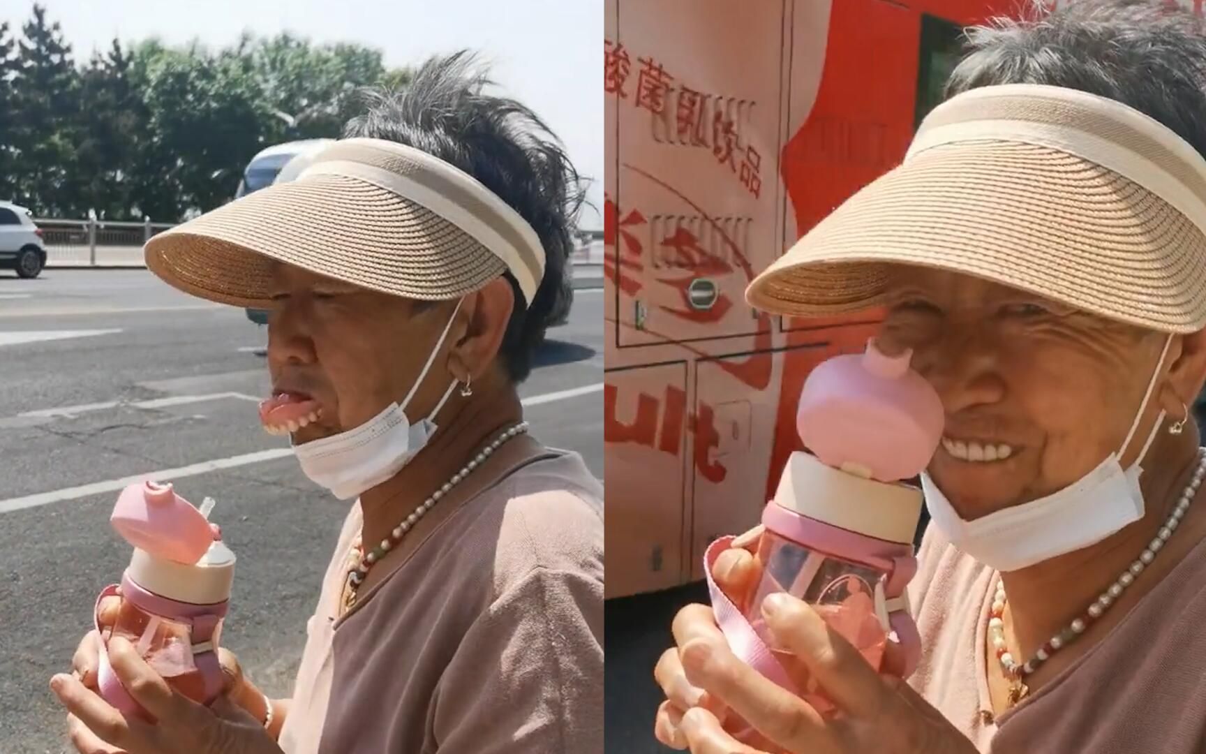 姥姥喝水不小心呛到后假牙脱落,下一秒被孙女疯狂嘲笑,小表情亮了