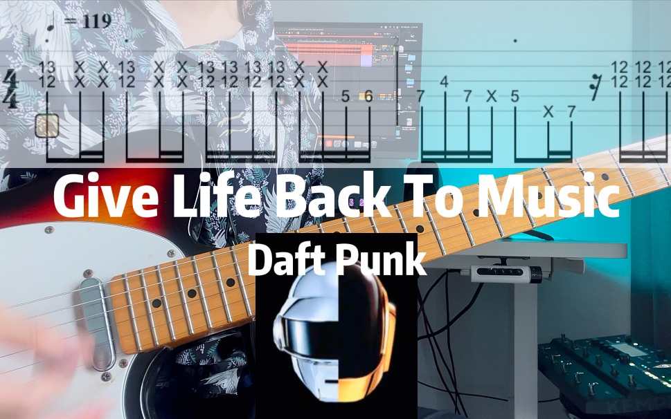 [图]【洪杰吉他教学】Give Life Back To Music-Daft Punk电吉他翻弹蠢朋克funk扫弦 附吉他谱