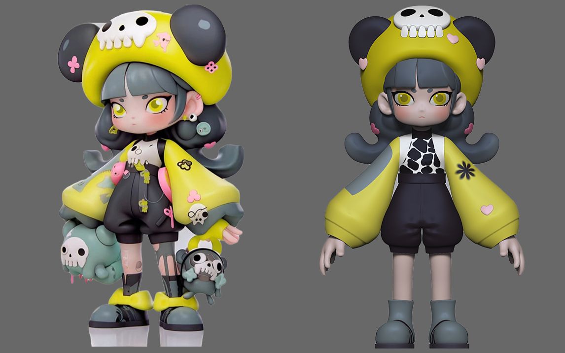 潮玩手办,用zbrush给自己捏了个卡通q版手办!建模真的太上瘾了!