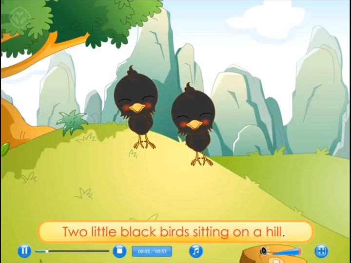 [图]Two little black birds  sitting on a hill#看动画学英语 #英语启蒙 #英文儿歌 #亲子英语_7287581662664