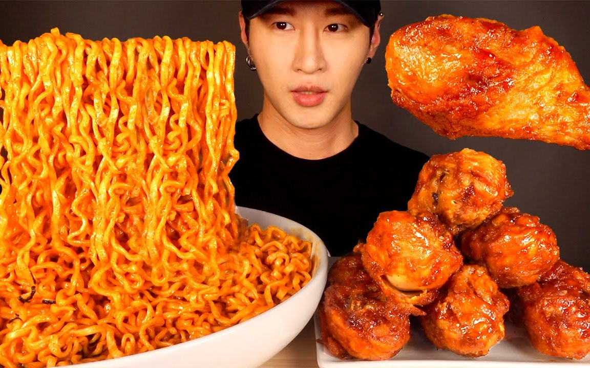 {含倒放 倍速}【zach choi 】火鸡面 炸鸡 大口吃真满足 吃播_哔哩