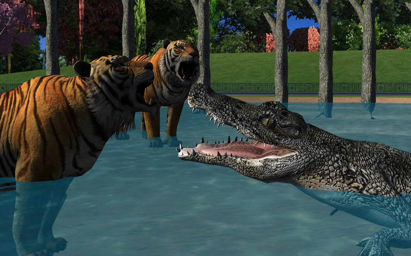 猫科与鳄属的冲突泽鳄vs孟虎vs湾鳄vs美洲虎vs凯门鳄vs花豹vs尼罗鳄vs