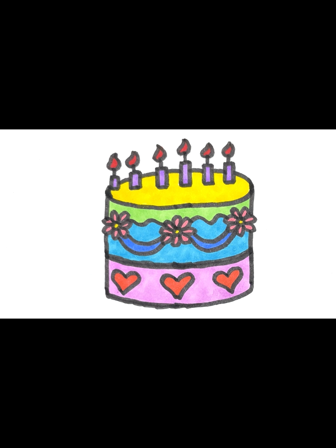 美丽简单的蛋糕 画画 easy beautiful birthday cake drawing