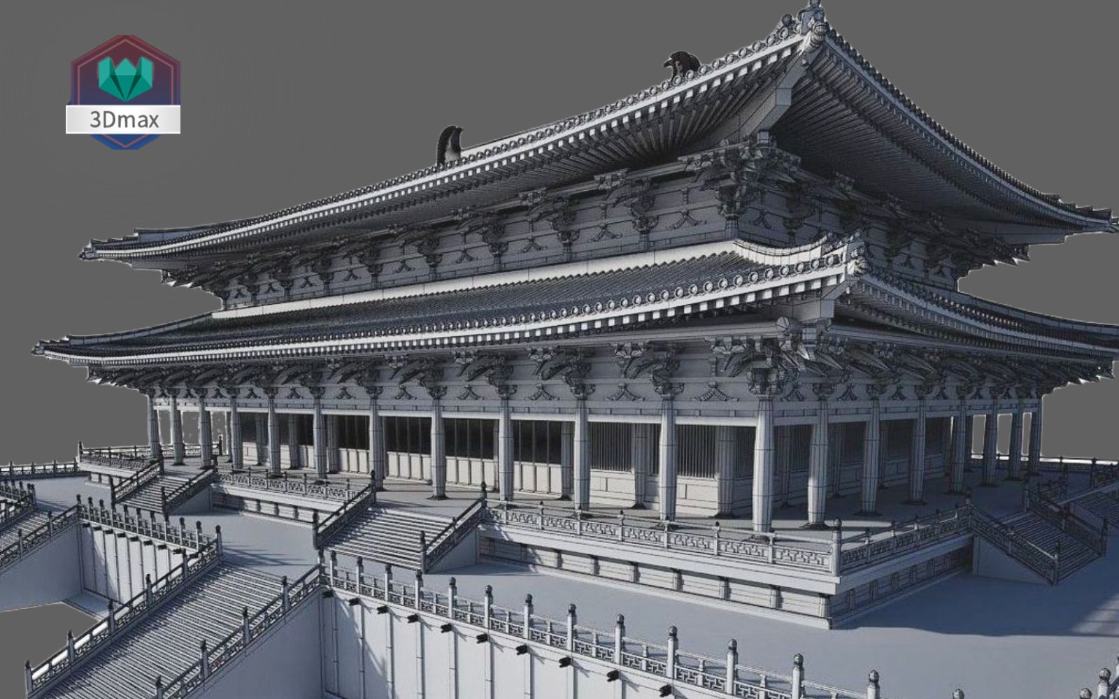 [图]【3Dmax建模】制作大场景很难吗？从零开始教你制作古风大宫殿，学过才知道这么简单